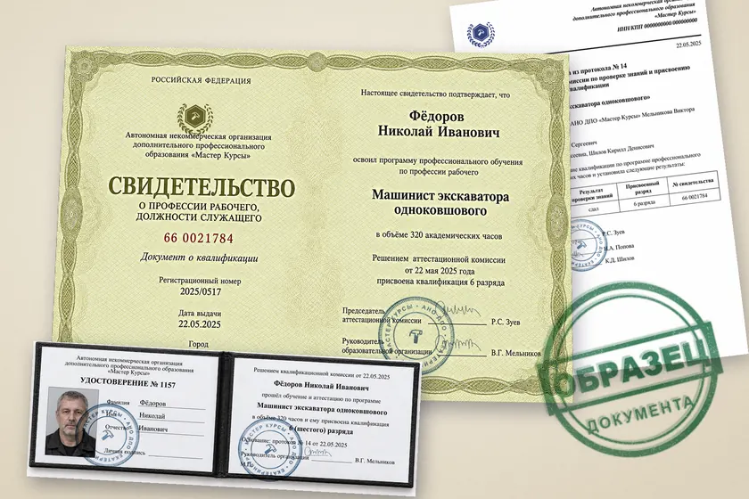 Образец свидетельства о профессии рабочего
